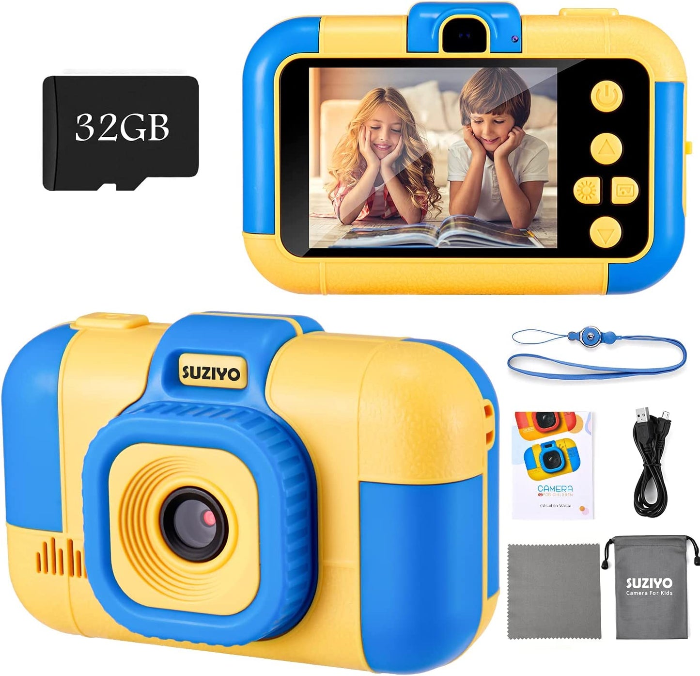 Kids Camera, 2.4 Inch Dual Lens 1080P HD Digital Camcorder, Blue