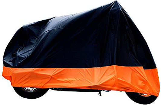 Waterproof Outdoor Motorcycle Cover Black Orange XXL