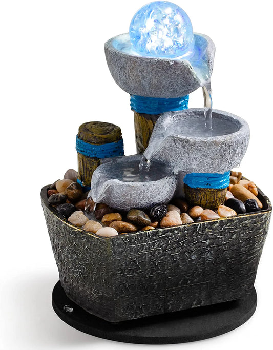 Tabletop Fountain Waterfall Including Natural Rocks