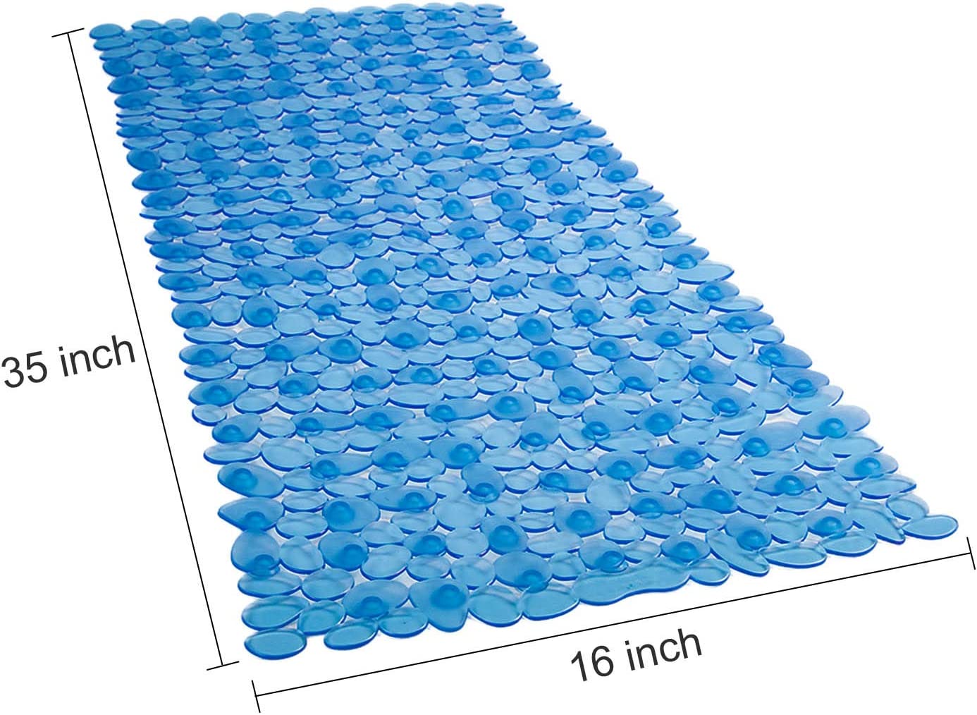 Non-Slip Tub Mat with Suction Cup, Oval Clear/Blue (35" x 16")