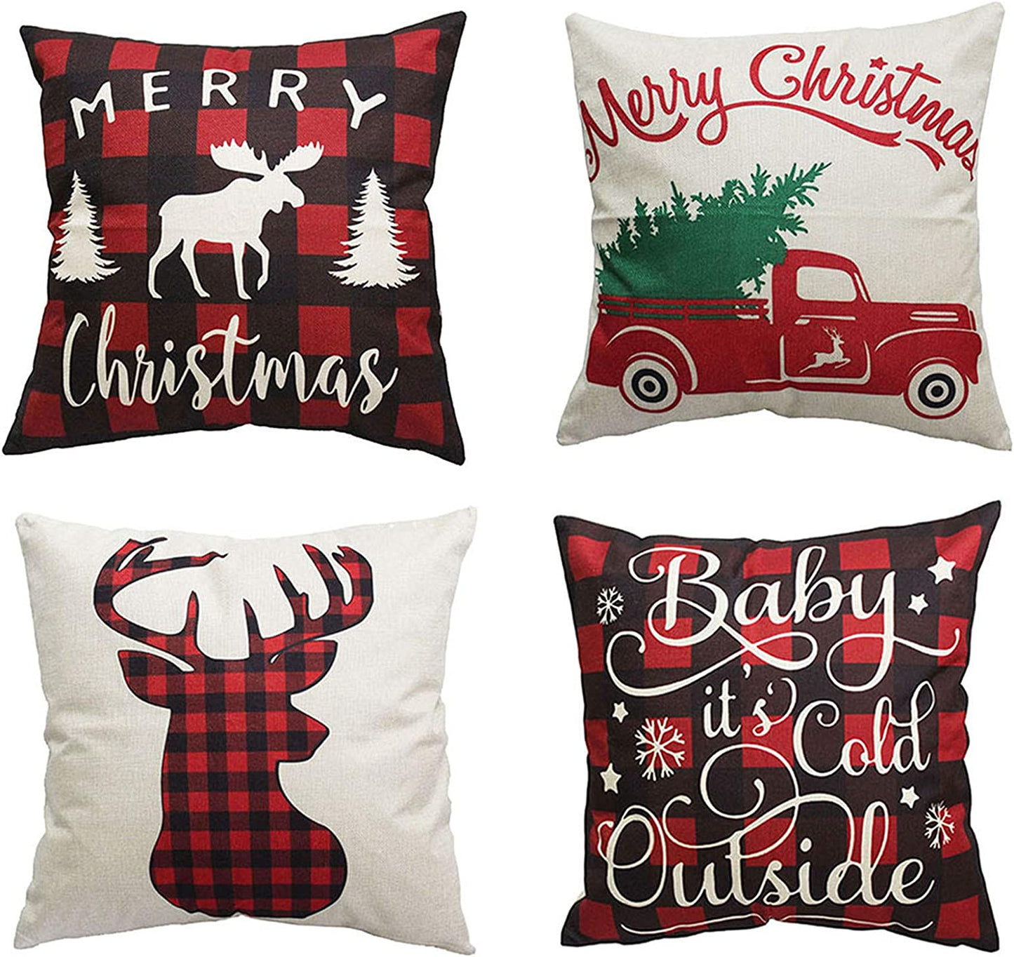 5 Christmas pillow cases 18X18, decorated with winter deer