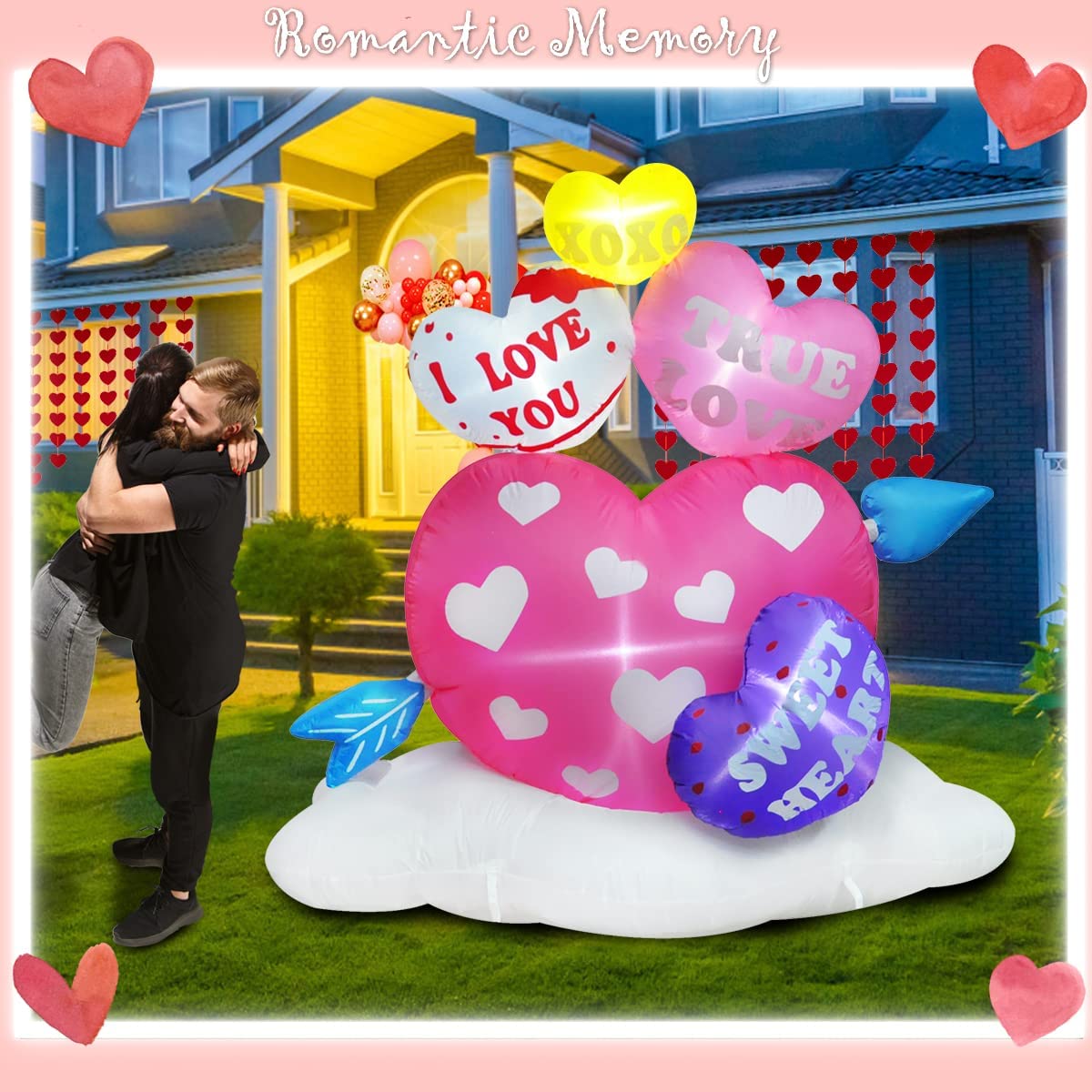 Inflatable Hearts with Arrow Decoration, 6ft