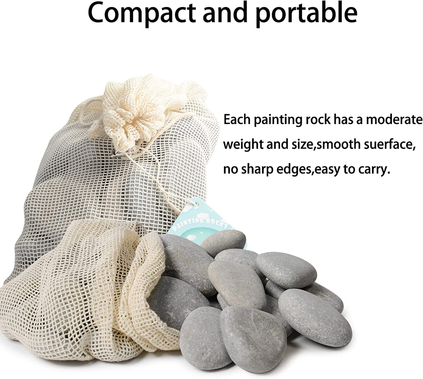 35 2-3 Inch Paintable River Rocks for DIY Projects, Gray