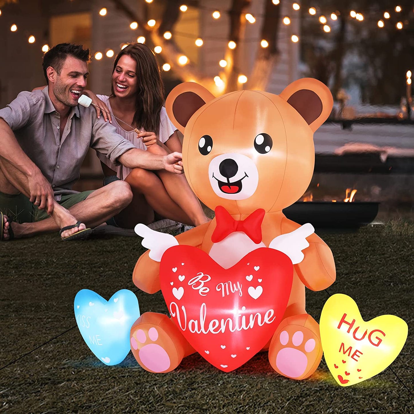 Inflatable Bear Holding Heart, 4.8 FT