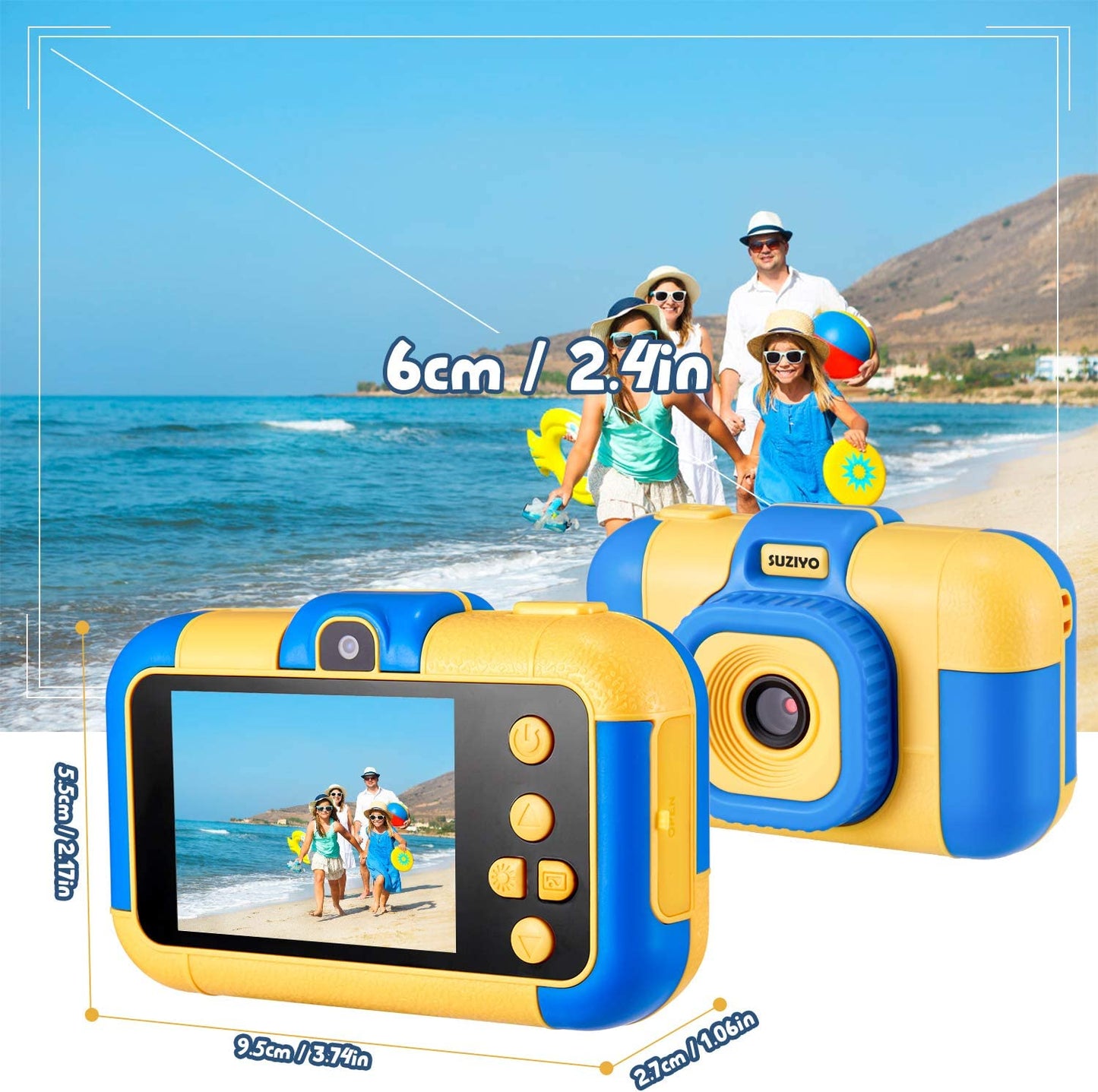 Kids Camera, 2.4 Inch Dual Lens 1080P HD Digital Camcorder, Blue