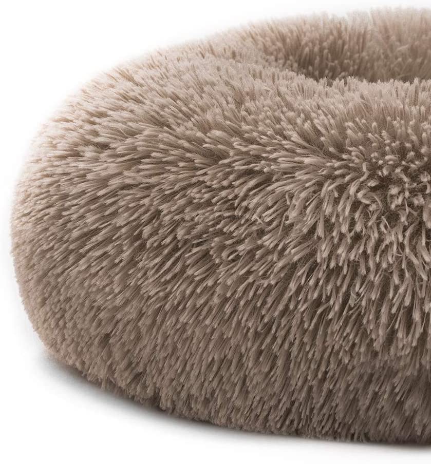 Round Washable Pet Bed, Brown (M)