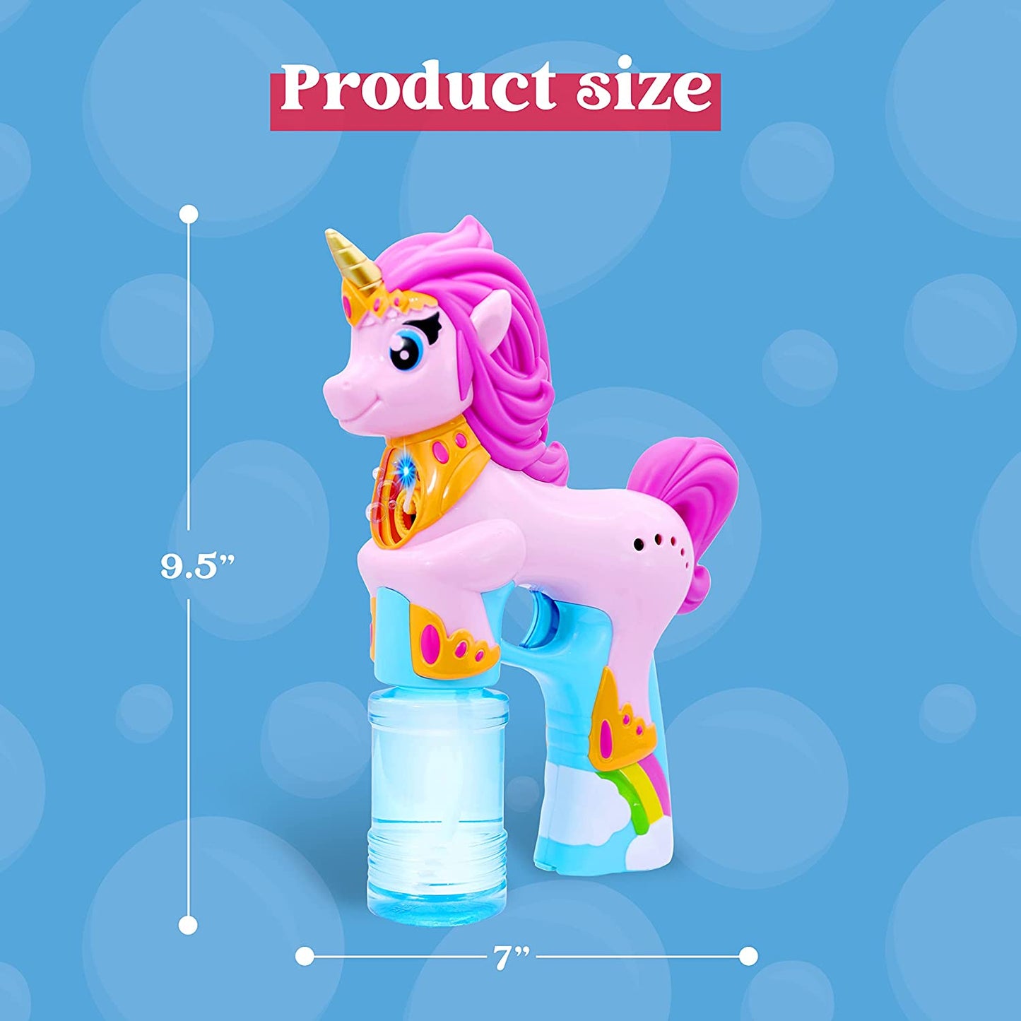 2 x 4oz Unicorns Automatic Bubble Shooters, (Color: Pink+blue)