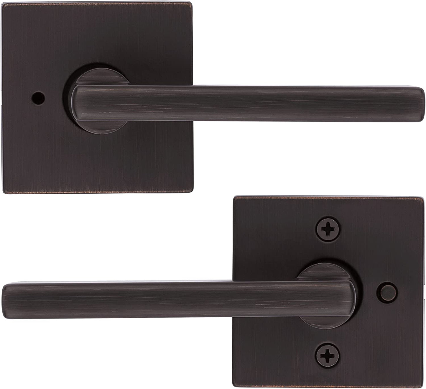 Contemporary modern slim design door handle lever venetian bronze