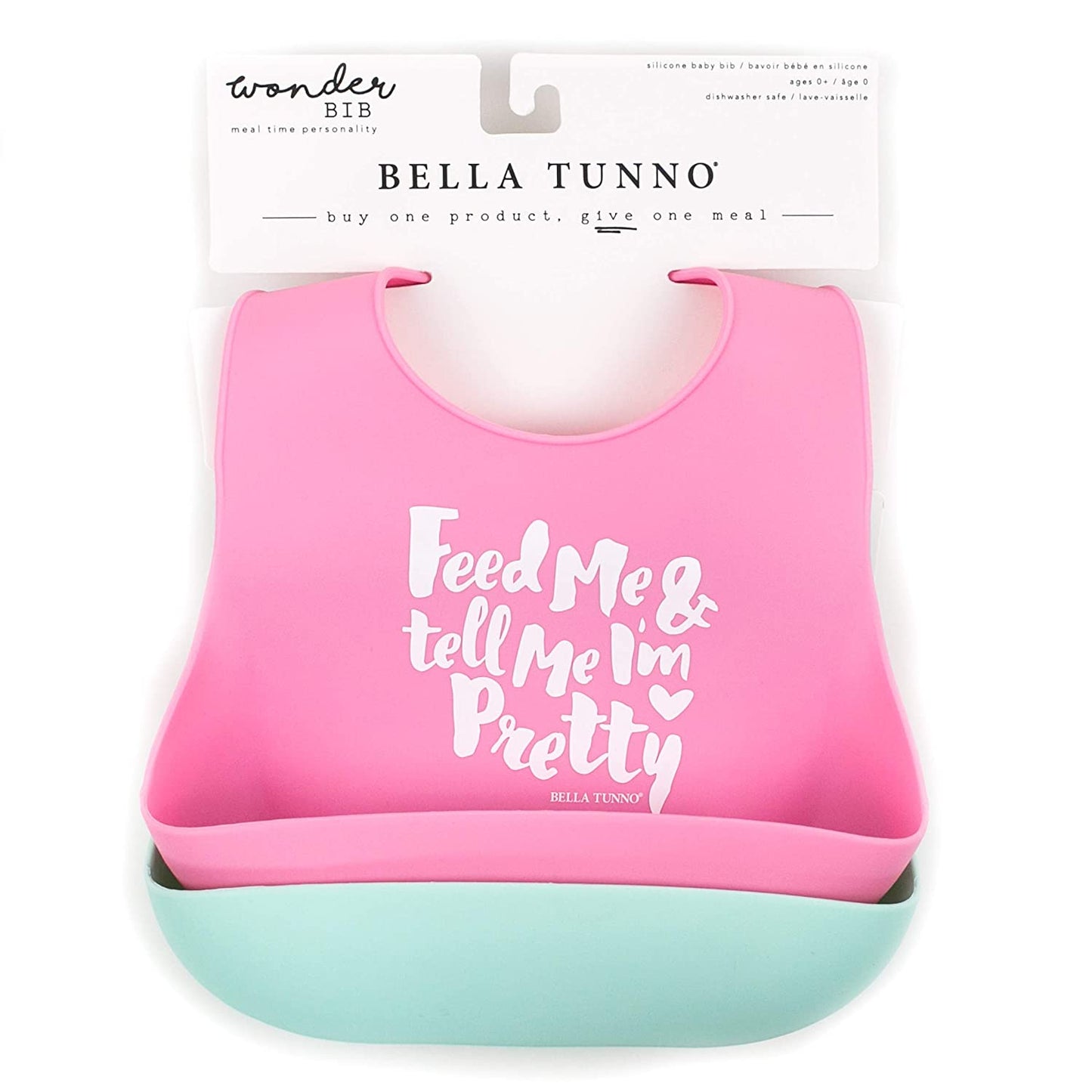 2pk, Silicone Bibs for Girls & Boys, Feed Me Plus Can't Even