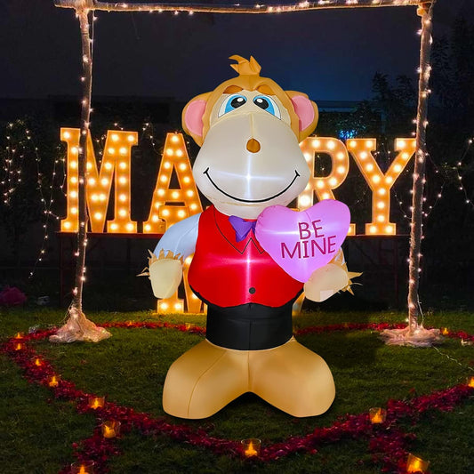 Inflatable Monkey Holding Heart LED, 4FT