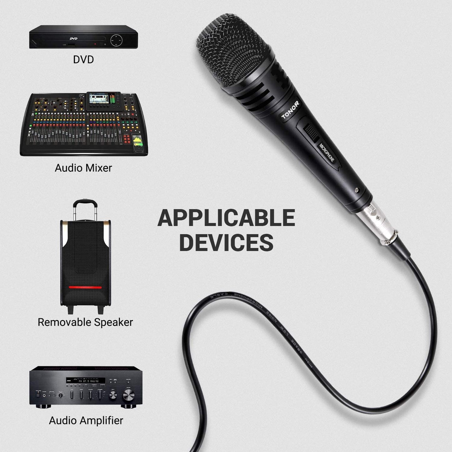 Metal microphone, dynamic singing karaoke, 16.4 ft. Cable. Black