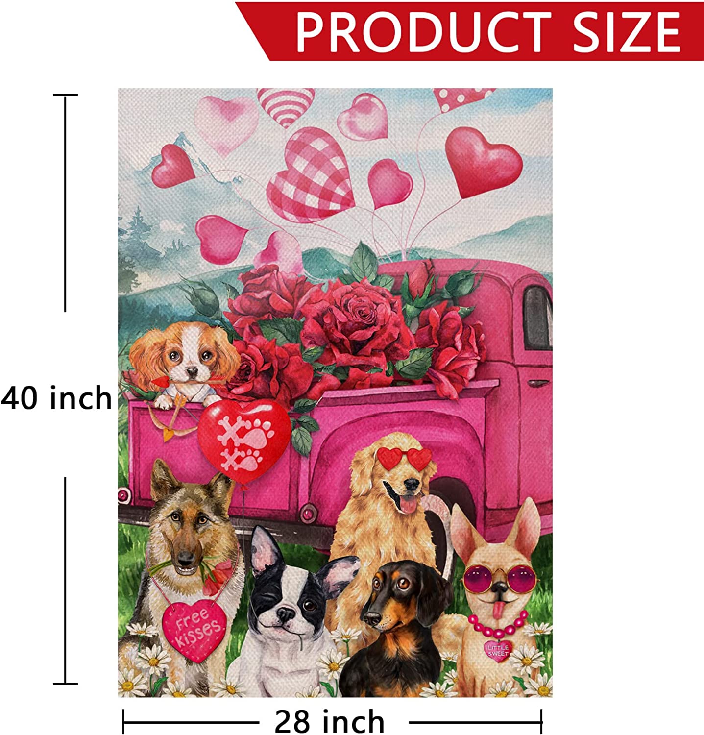 Valentine's Day Pink Decorative Garden Flag (28x40)