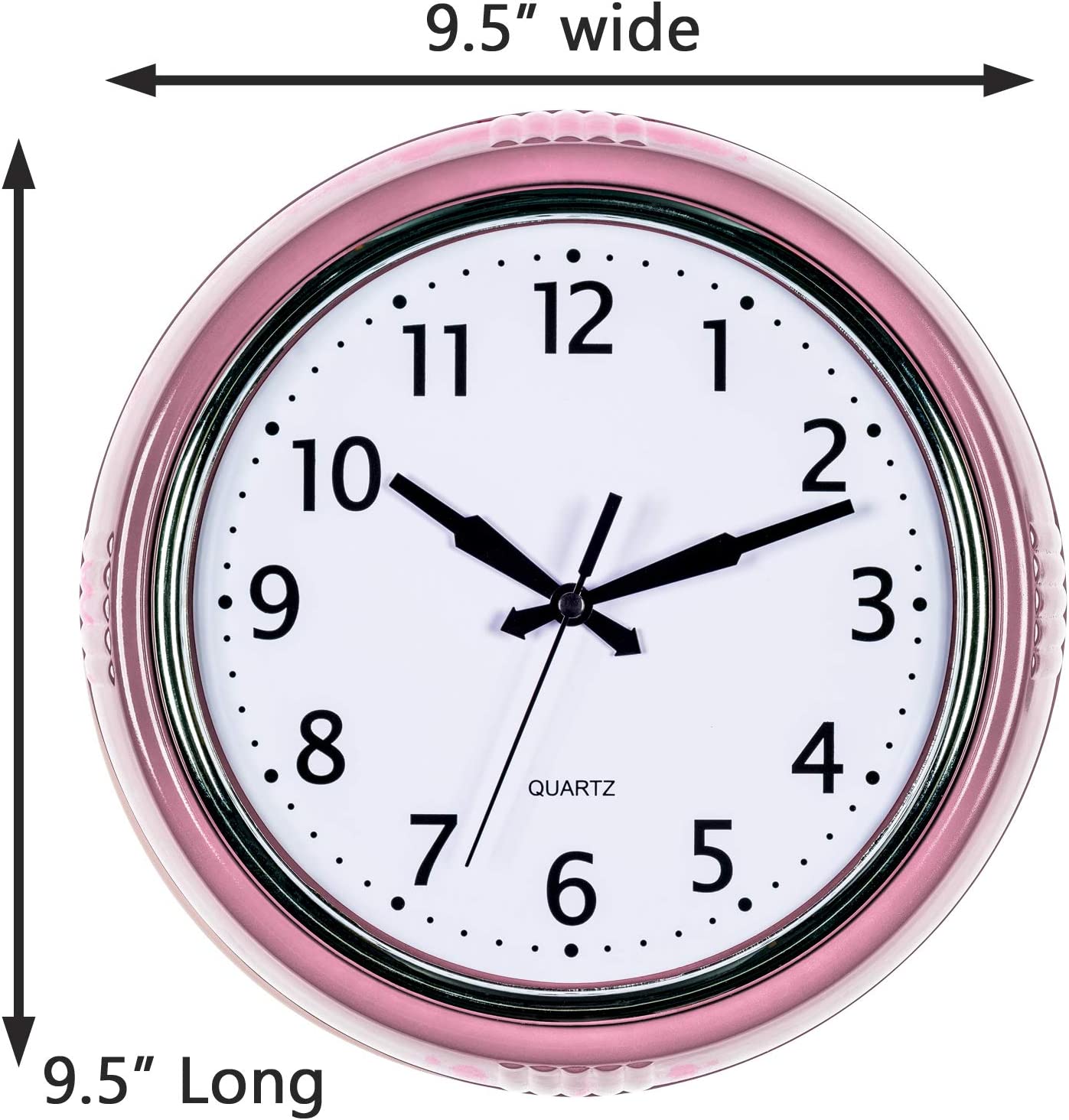 9.5 inch retro wall clock pink