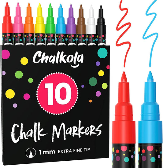 Extra Fine Tip Liquid Chalk Markers - 50 Chalk Labels Included