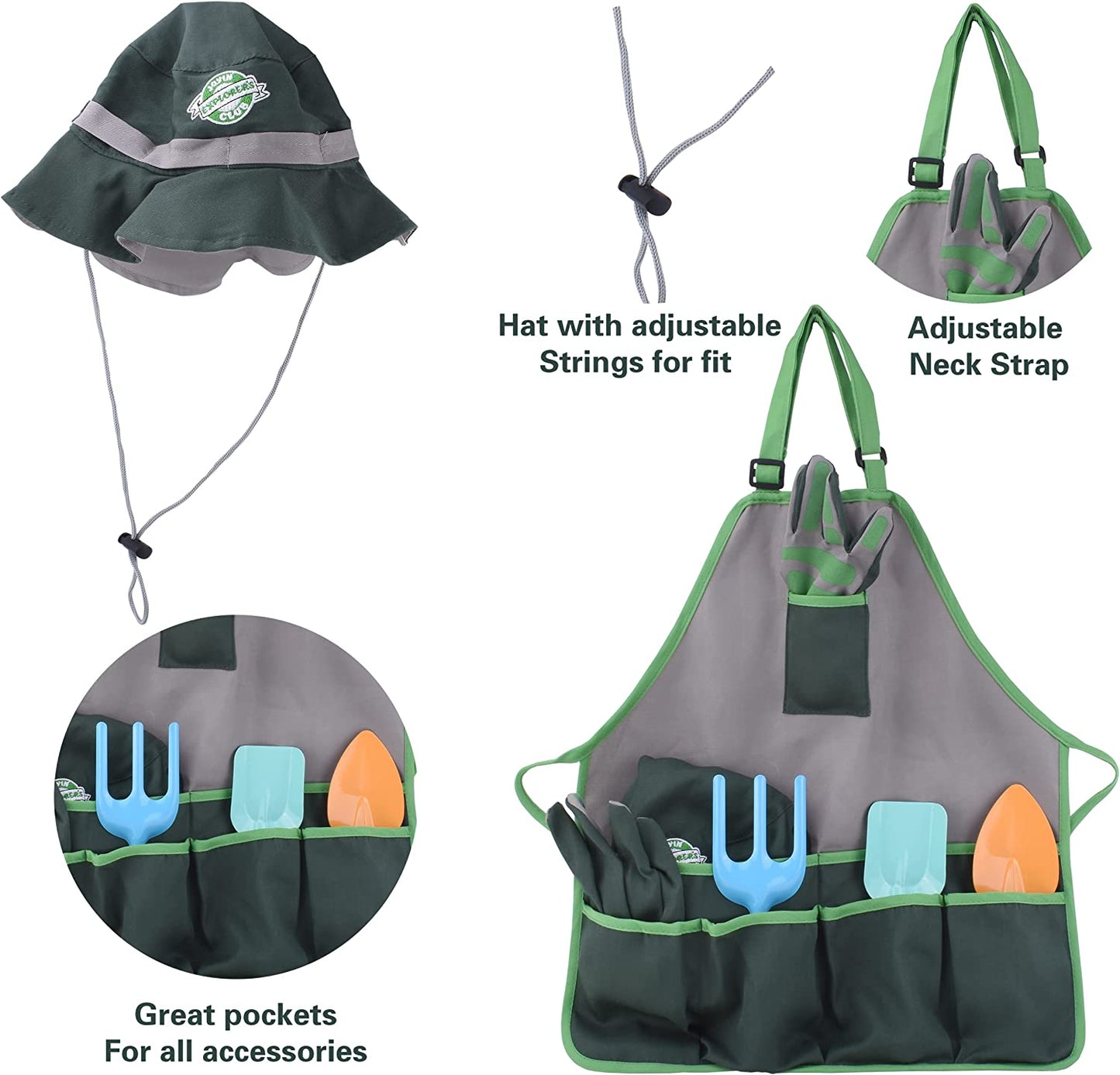 Kids garden kit with dinosaur-shaped tools