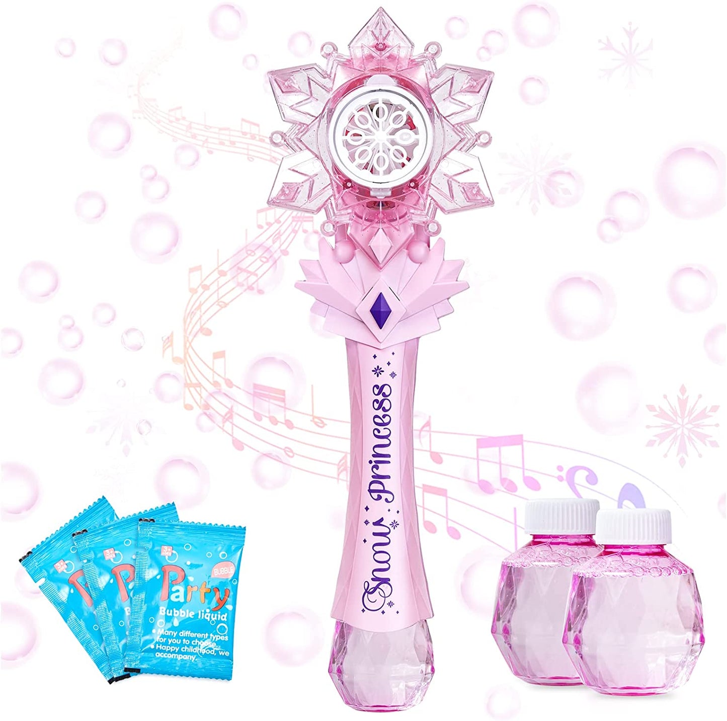 Spinning Bubble Wands with Windmill, 2 in 1, Pink