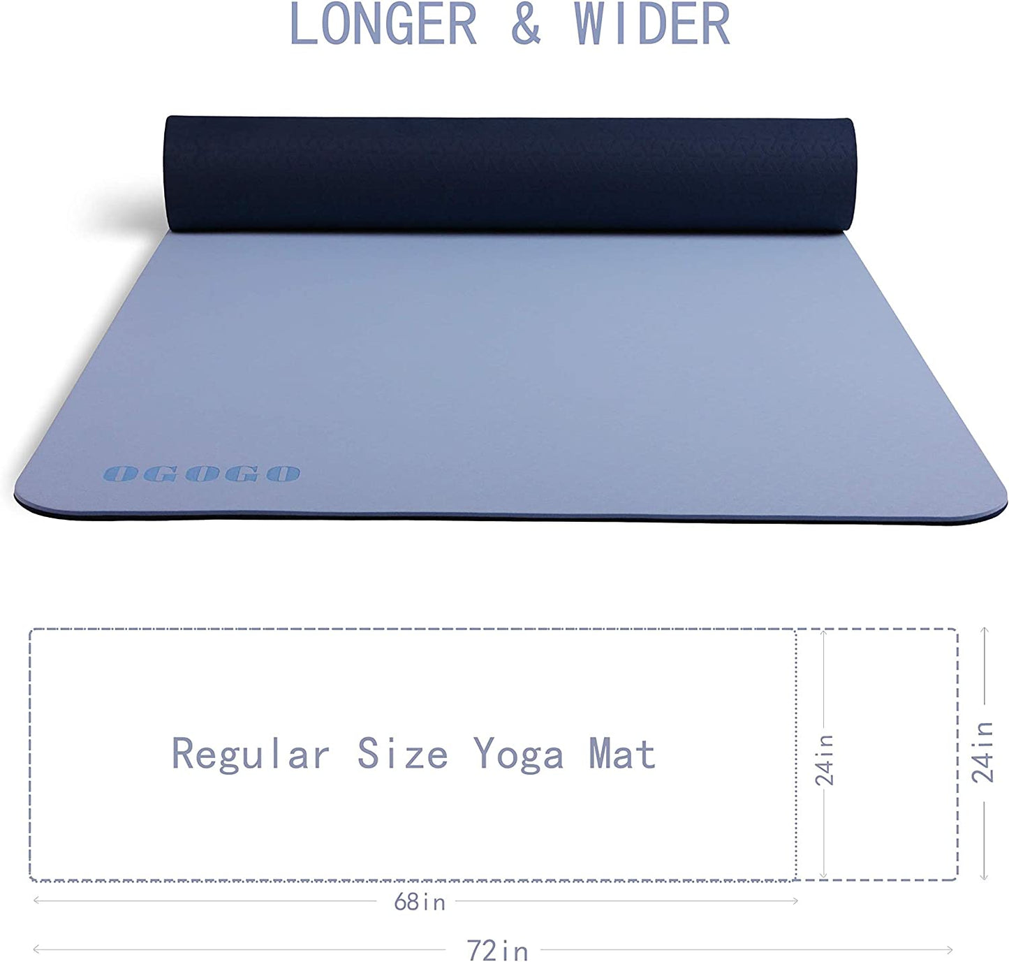 Yoga Mat Non Slip,  LxWxH 72.05 x 24.02 inches,  blue ashes