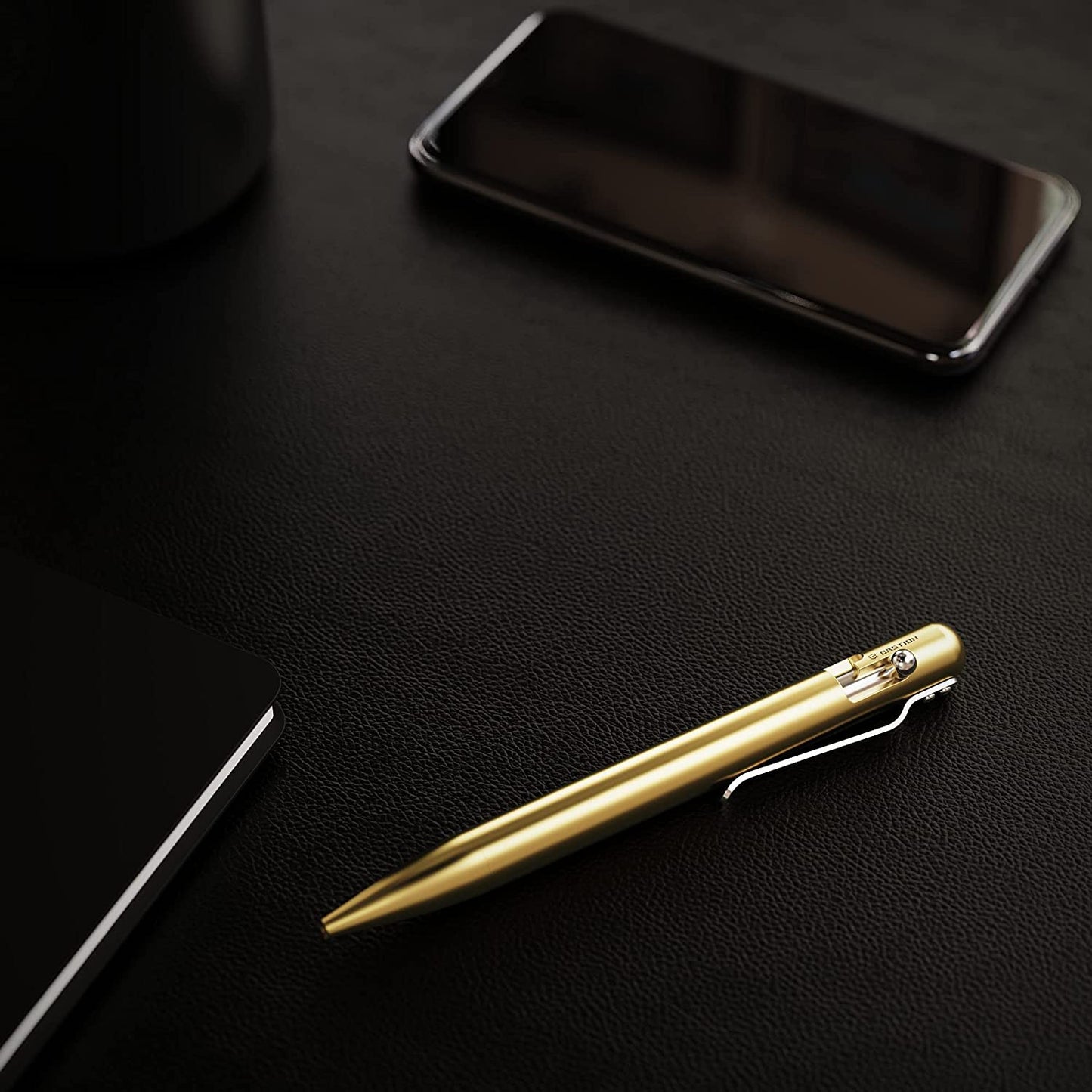 Titanium bolt action metal ballpoint pen (Color: Brass)