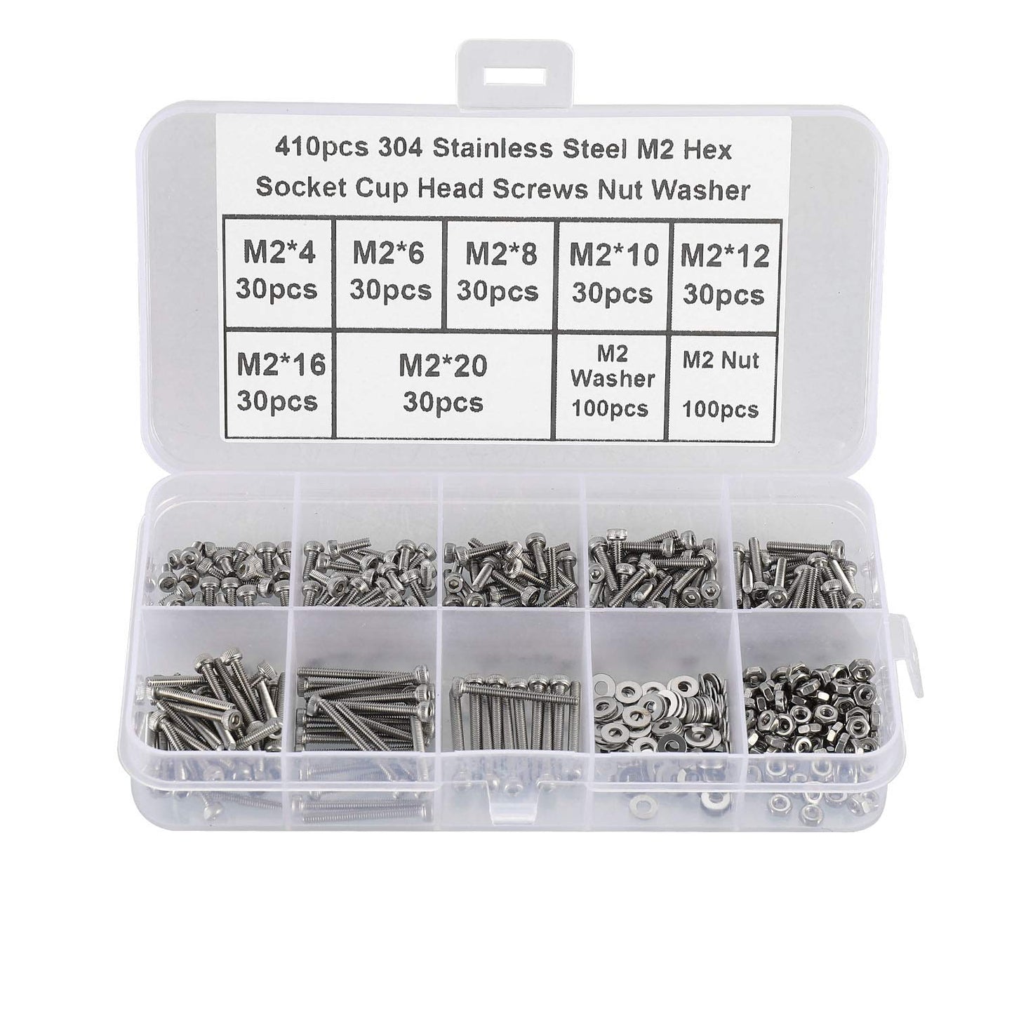 410Pcs, Screws Bolts, 6.1 x 3.5 x 1.1 inches