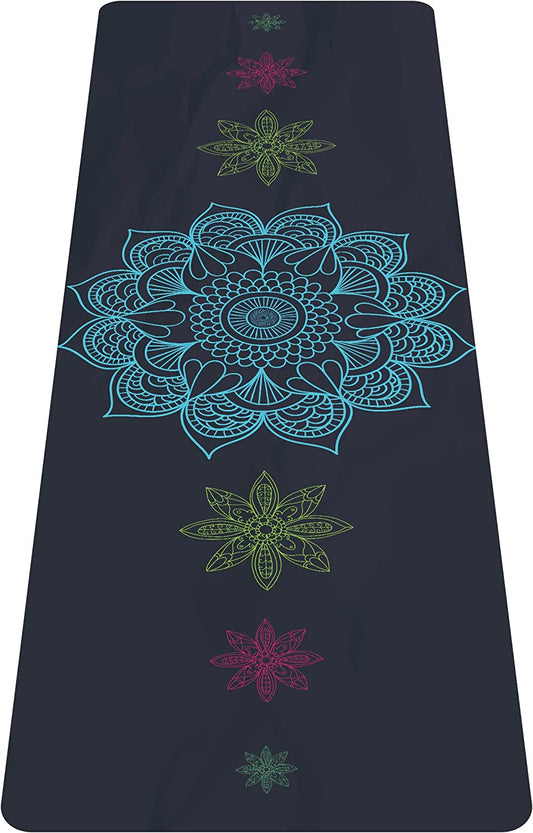 Thick 1/16"  non-slip yoga mat with carry bag, lotus design