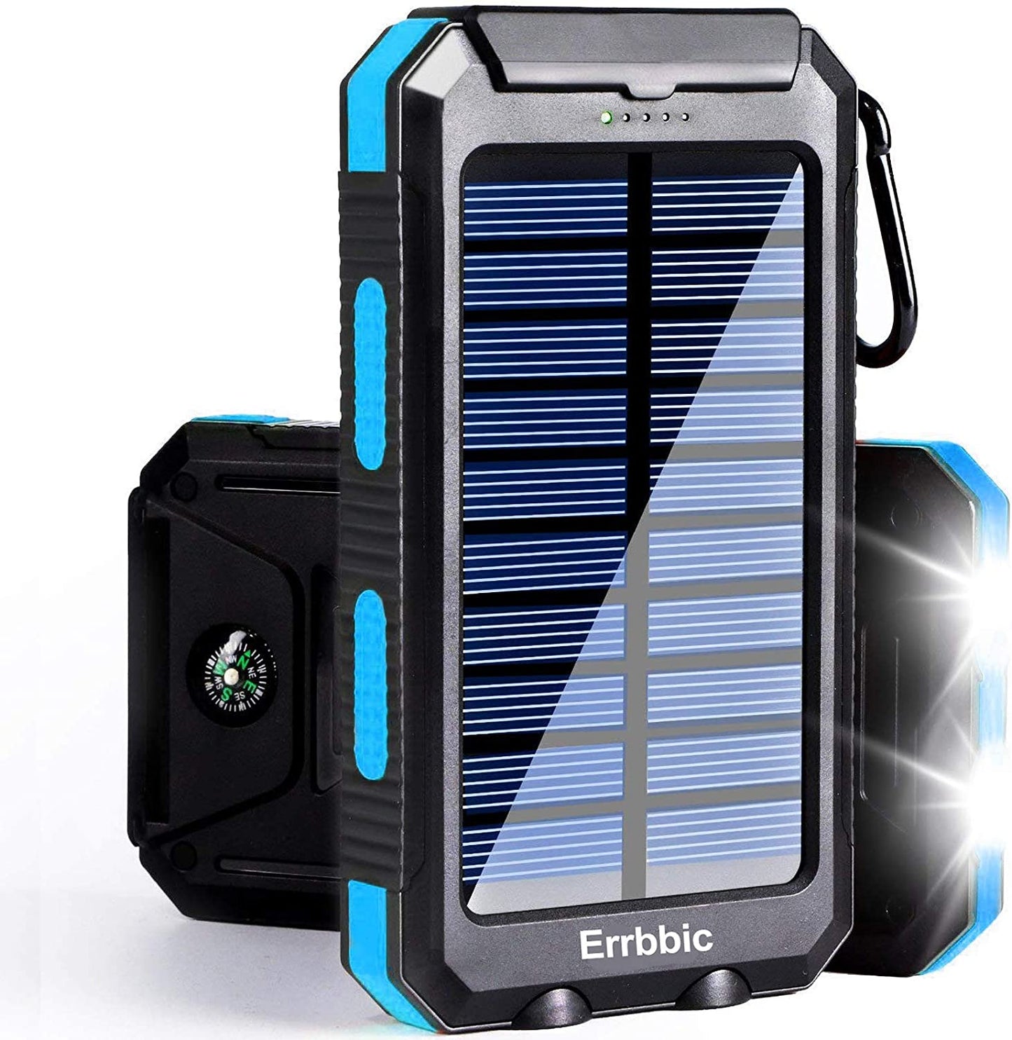 Solar Power, Waterproof and Compass Portable Charger, blue