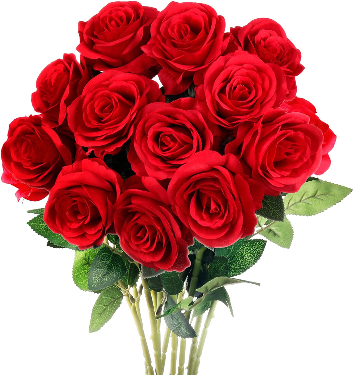 Red Rose Artificial Silk Flowers, 12 pcs