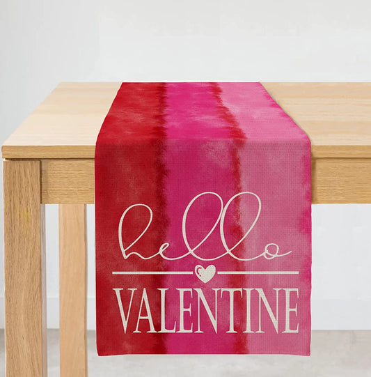 Red Watercolor Valentine's Day Table Runner 13" x 72"