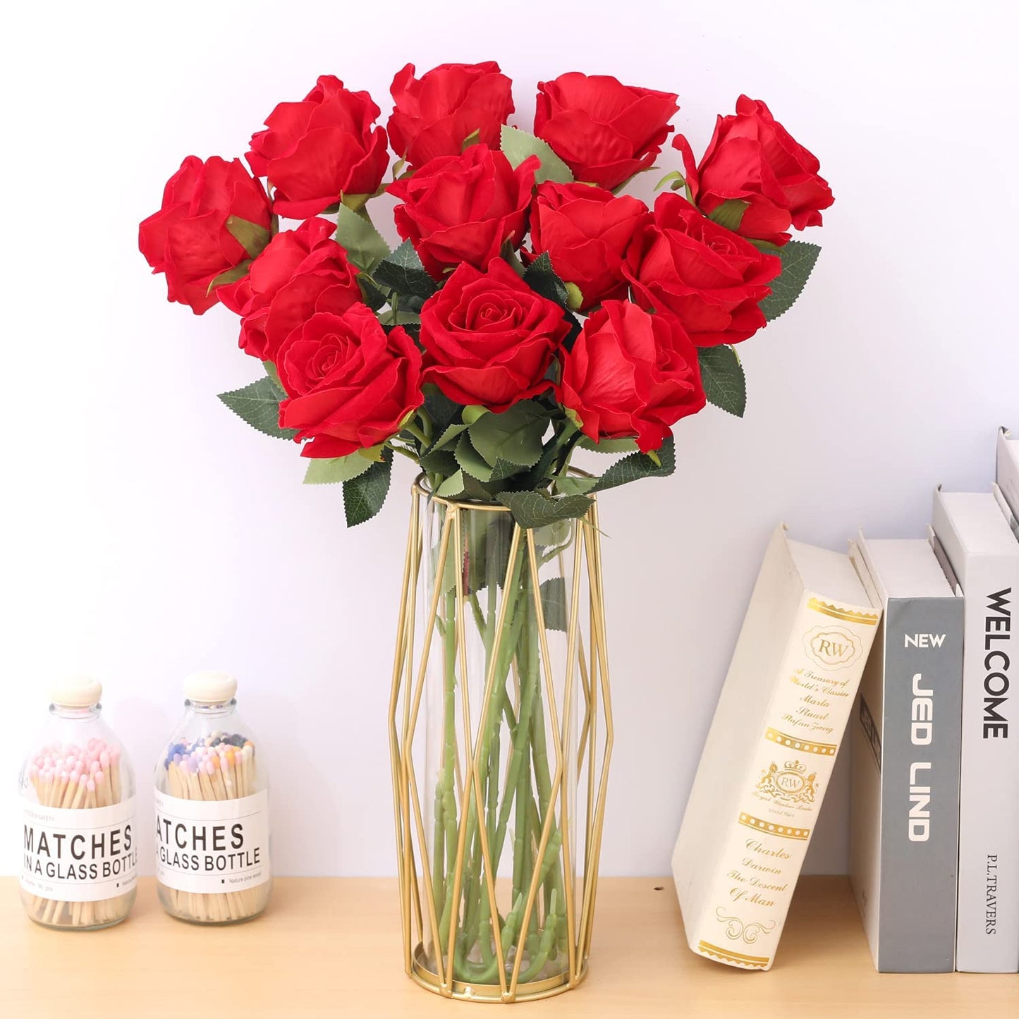 Artificial Roses Velet 15Pcs, (Blossom Roses)