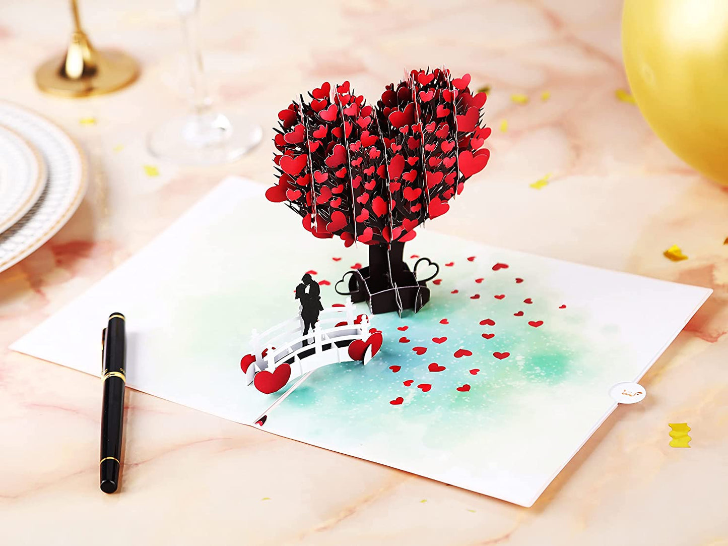 Love Tree Couple Valentines Day 3D,Large Size 8 x 6 inch,