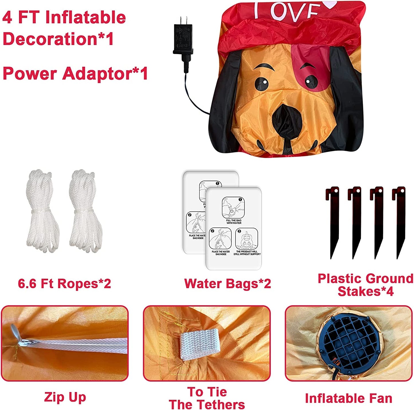 Inflatables Outdoor Decoration Blow Up Dog, 4 Ft