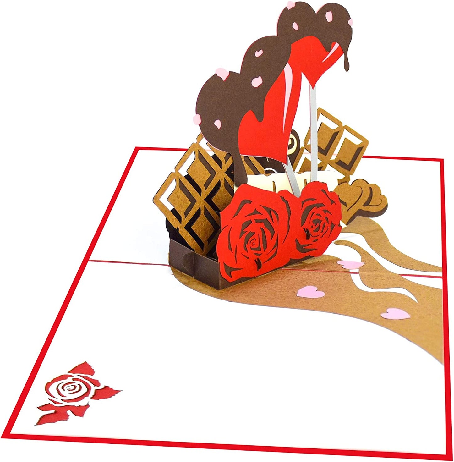 3D Pop Up Valentine’s Day Card,7.5" x 6",Roses and Chocolat style