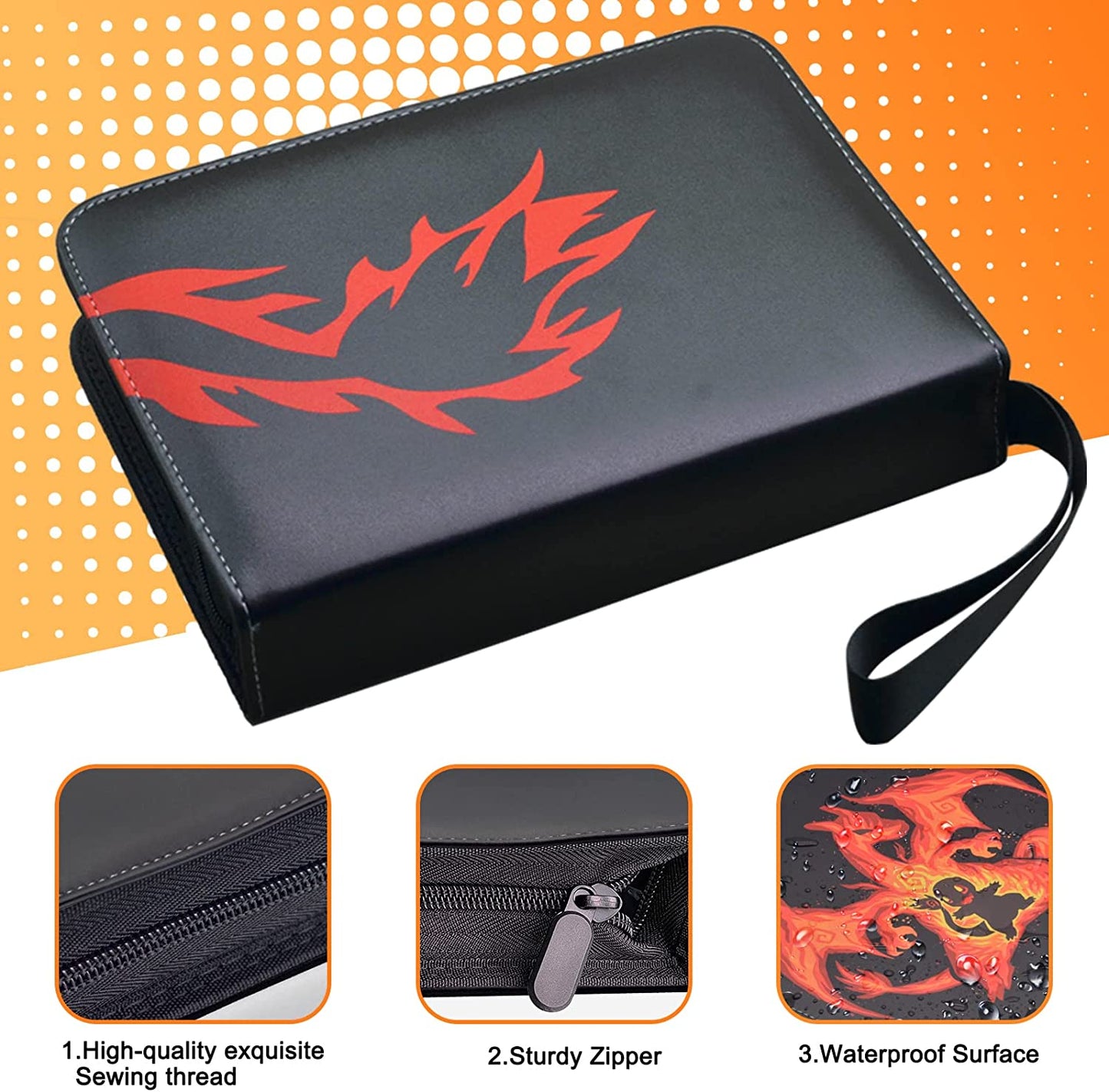 Pokemon Card Binder, 9 Pockets, Color: Fire Dragon-720 Cards