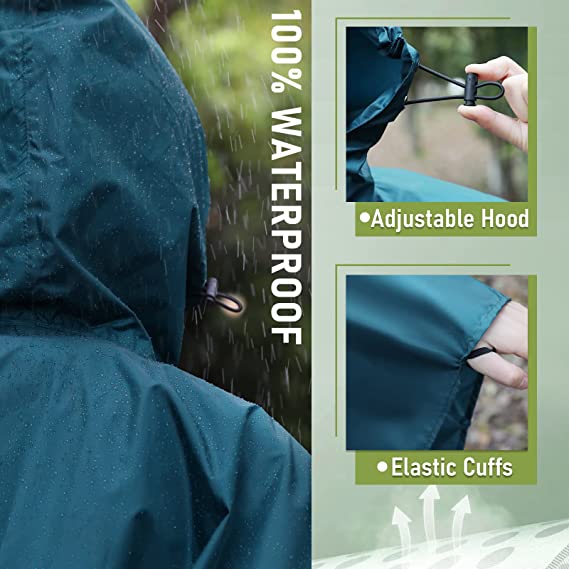 Hooded Rain Jacket with Pockets