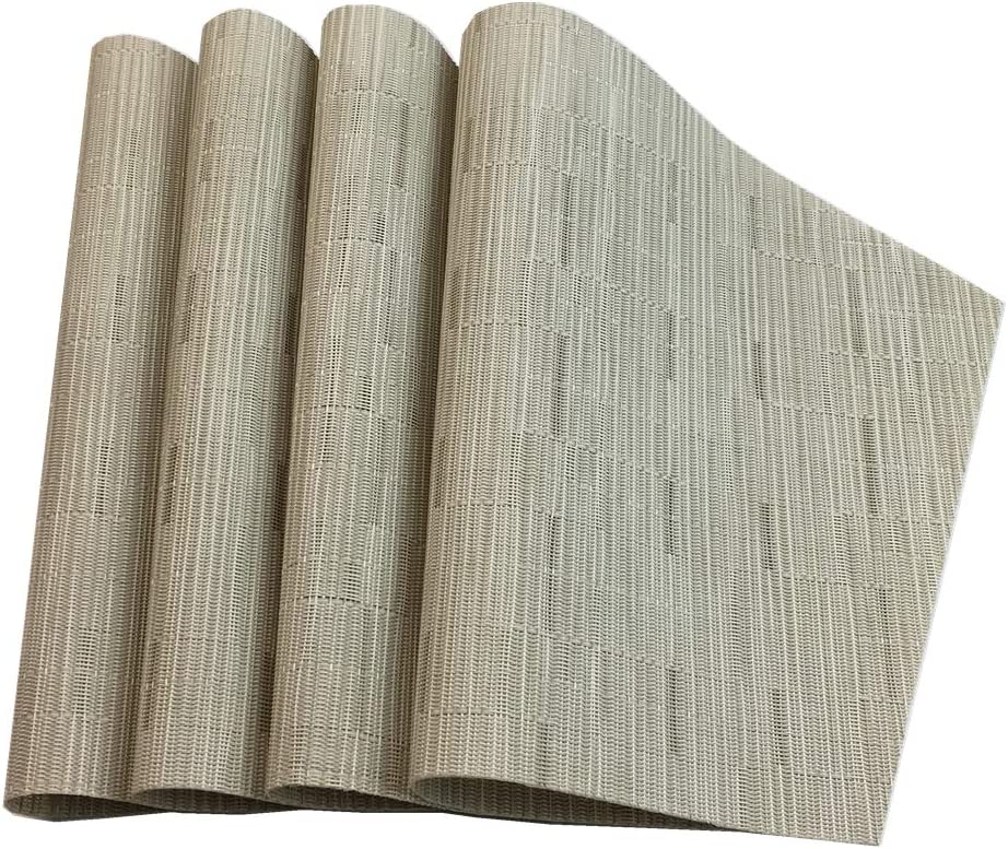 Woven Vinyl Placemats Set of 4, Color: Cream