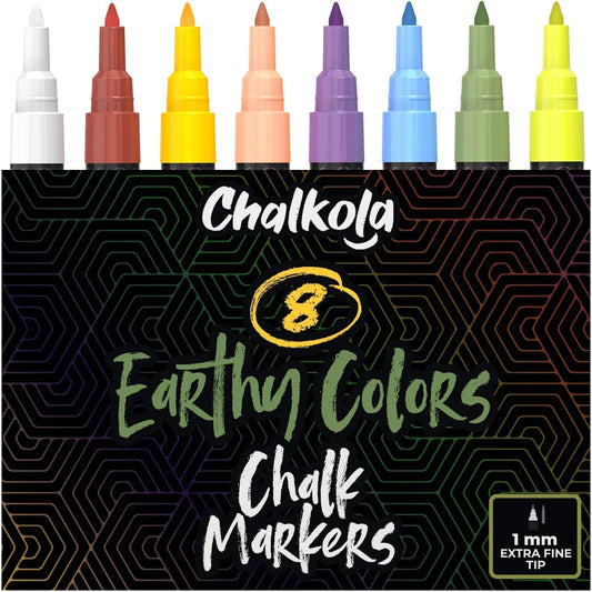 Liquid Chalk Markers (8 Pack, 1mm Extra Fine Tip), Multicolor