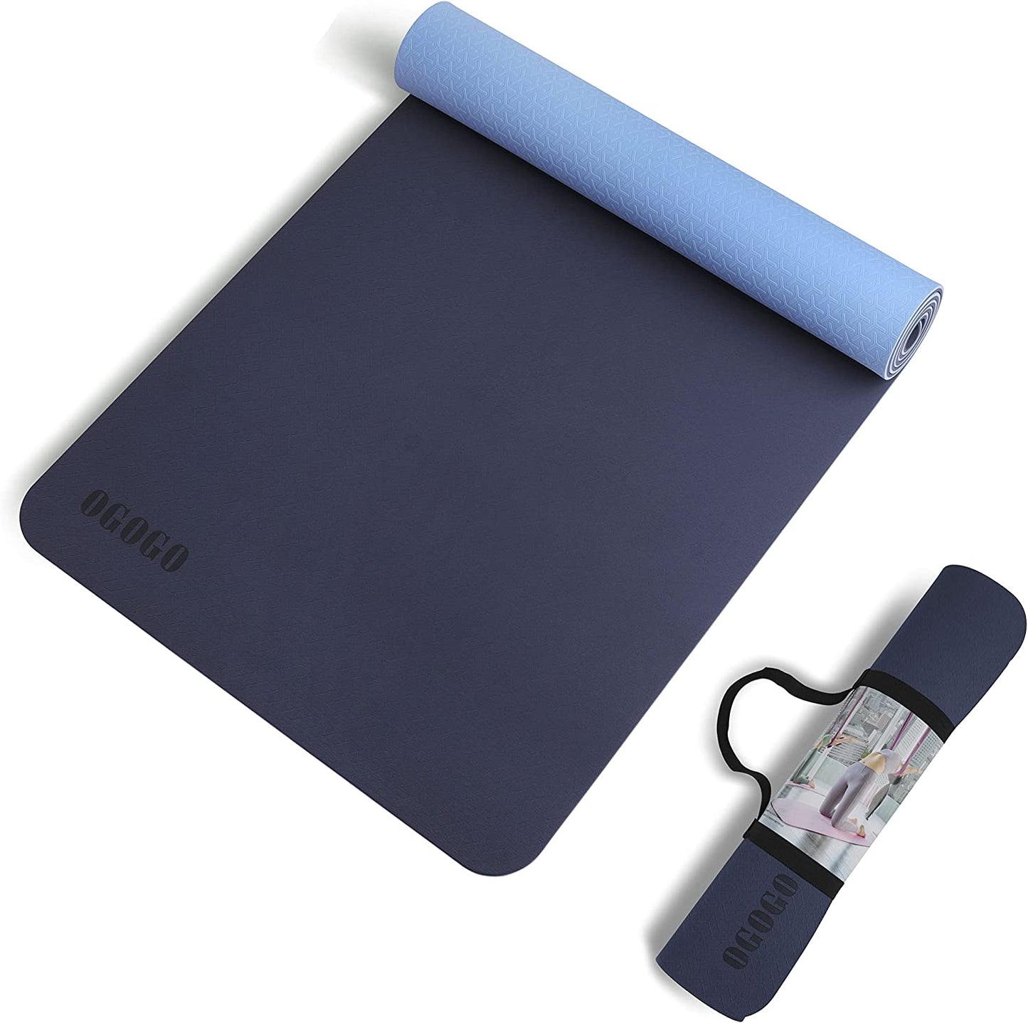 Yoga Mat Non Slip,  LxWxH 72.05 x 24.02 inches, Purplish blue