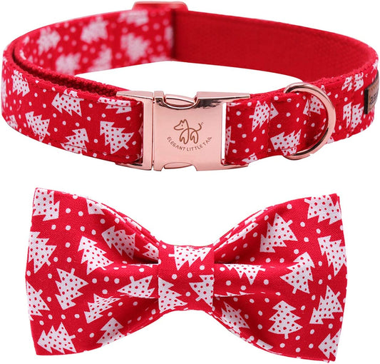 Elegant pet collar with bow, cotton and straps