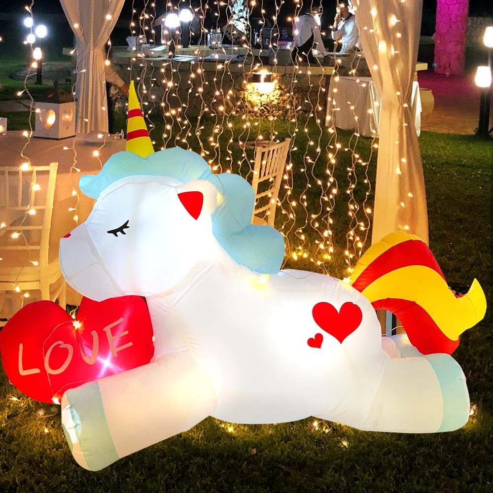 Inflatables Unicorn and Heart Decoration, 5.5FT