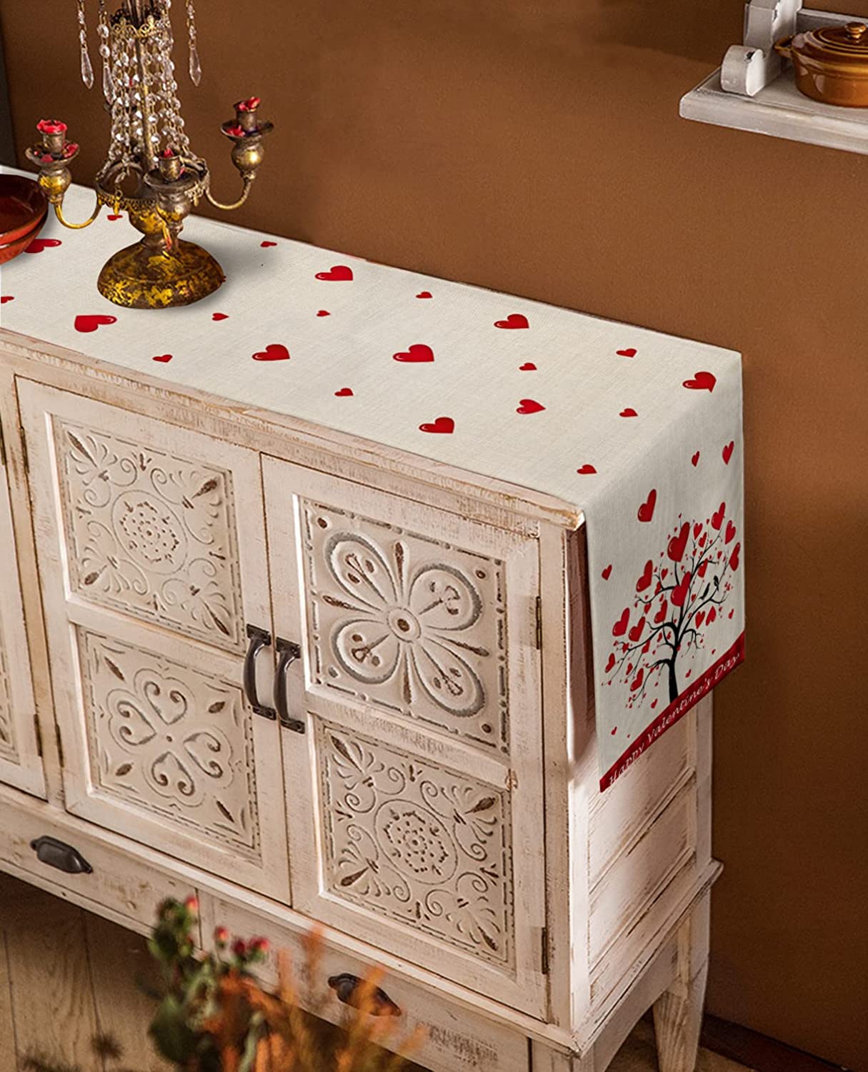 red love table runner for valentines day 70 inches long, 13 x 70"