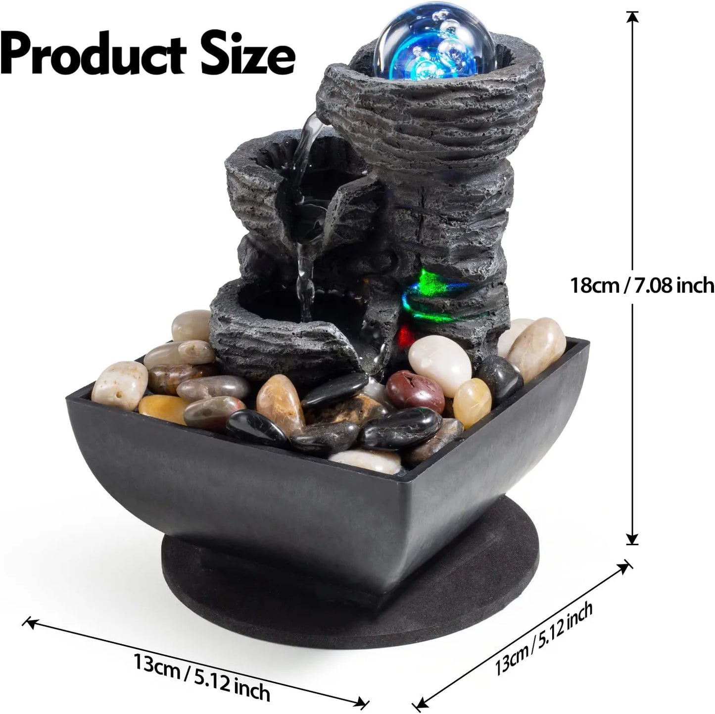 Tabletop Fountain Indoor Waterfall Rolling Bubble Balls