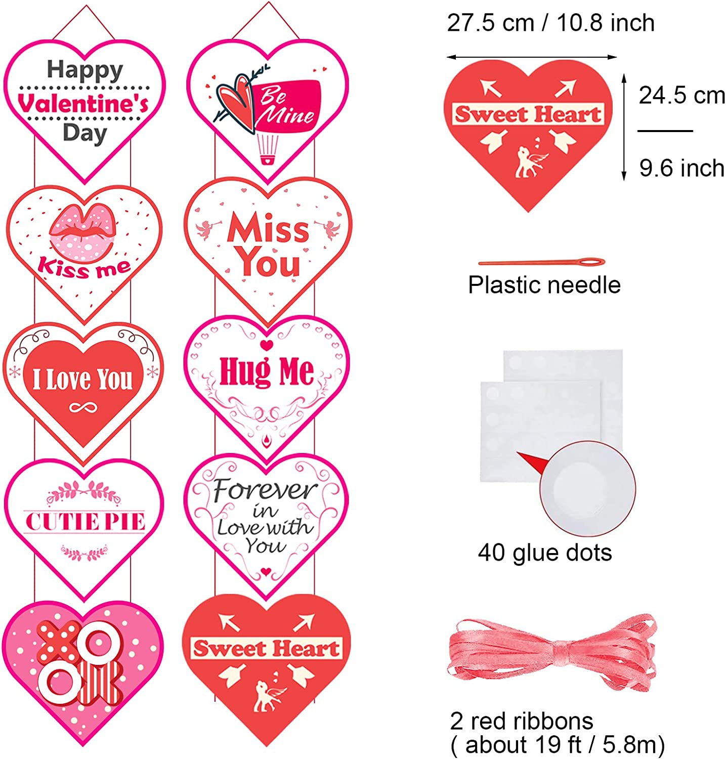 Valentines Day Decor for The Home,40 pcs, 9.8 × 8.8 inch