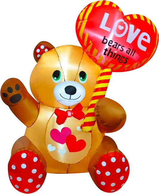 Inflatable Valentine's Day Bear with Heart, 4 FT