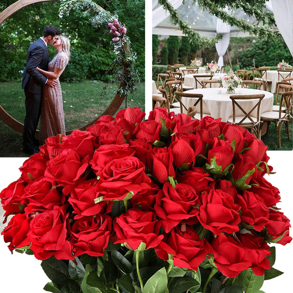 Artificial Silk Flowers Realistic Roses, 12 pcs