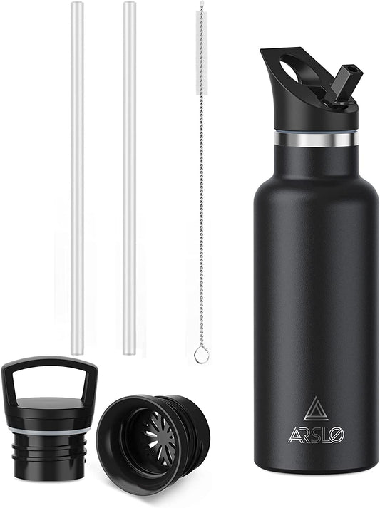 Stainless Steel Water Bottle, 17oz (Pacific Black)