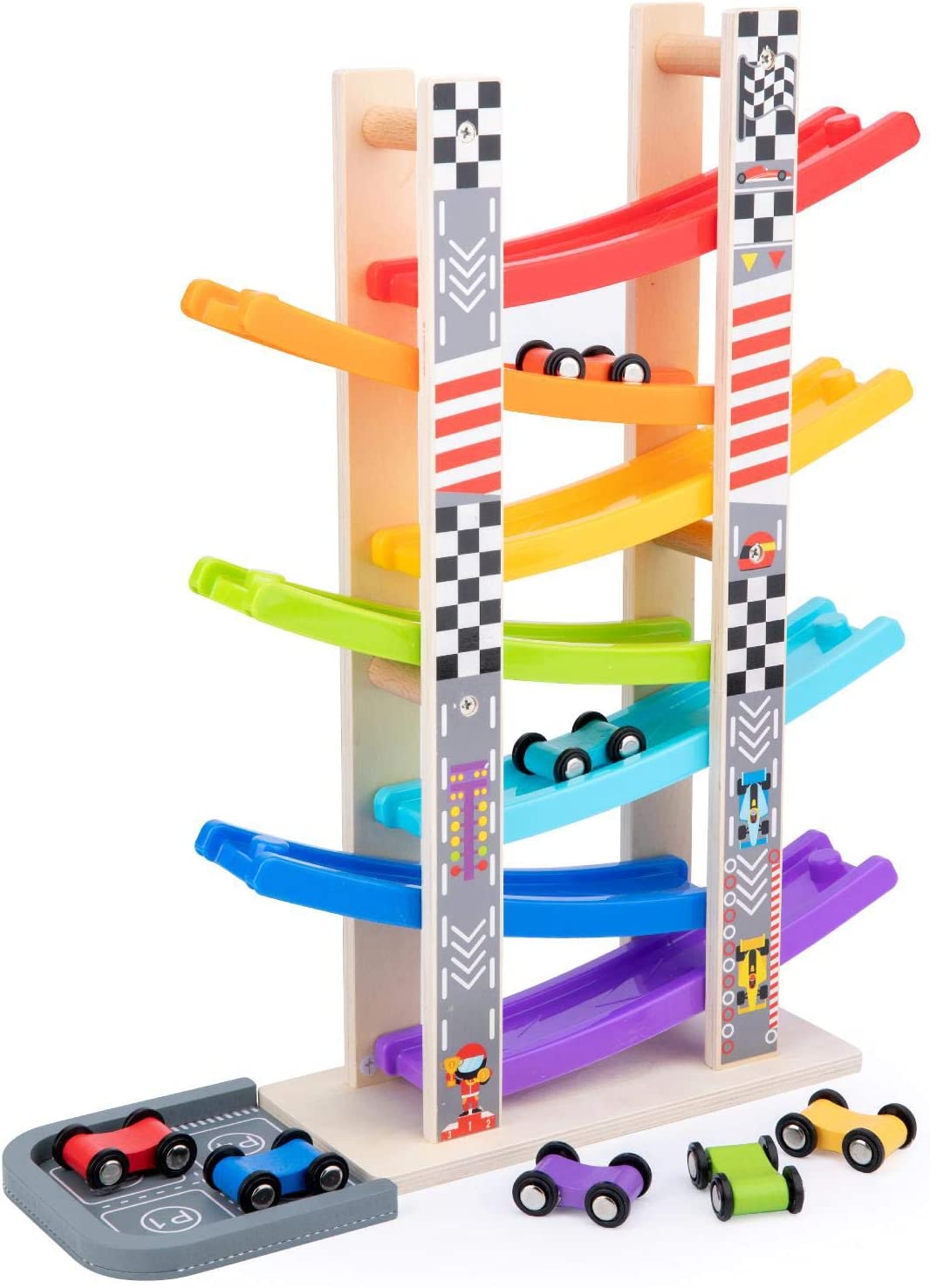 Toddler Toys for 1 2 3 Years Old, Wooden Car Ramp Racer