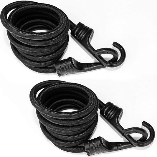 72 Inch Bungee Cords, with Heavy Duty Hooks, 2 Pieces (Black)