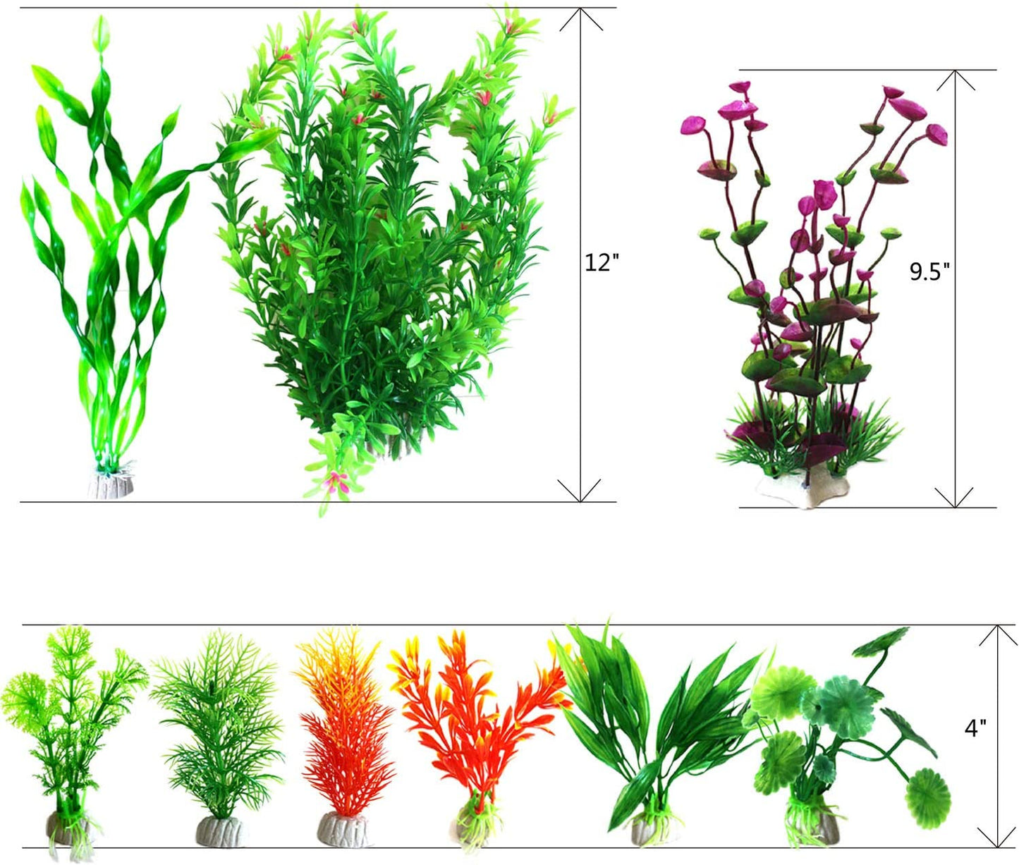 Artificial plants, fish tank decorations, (29 pieces, 12-30 cm)