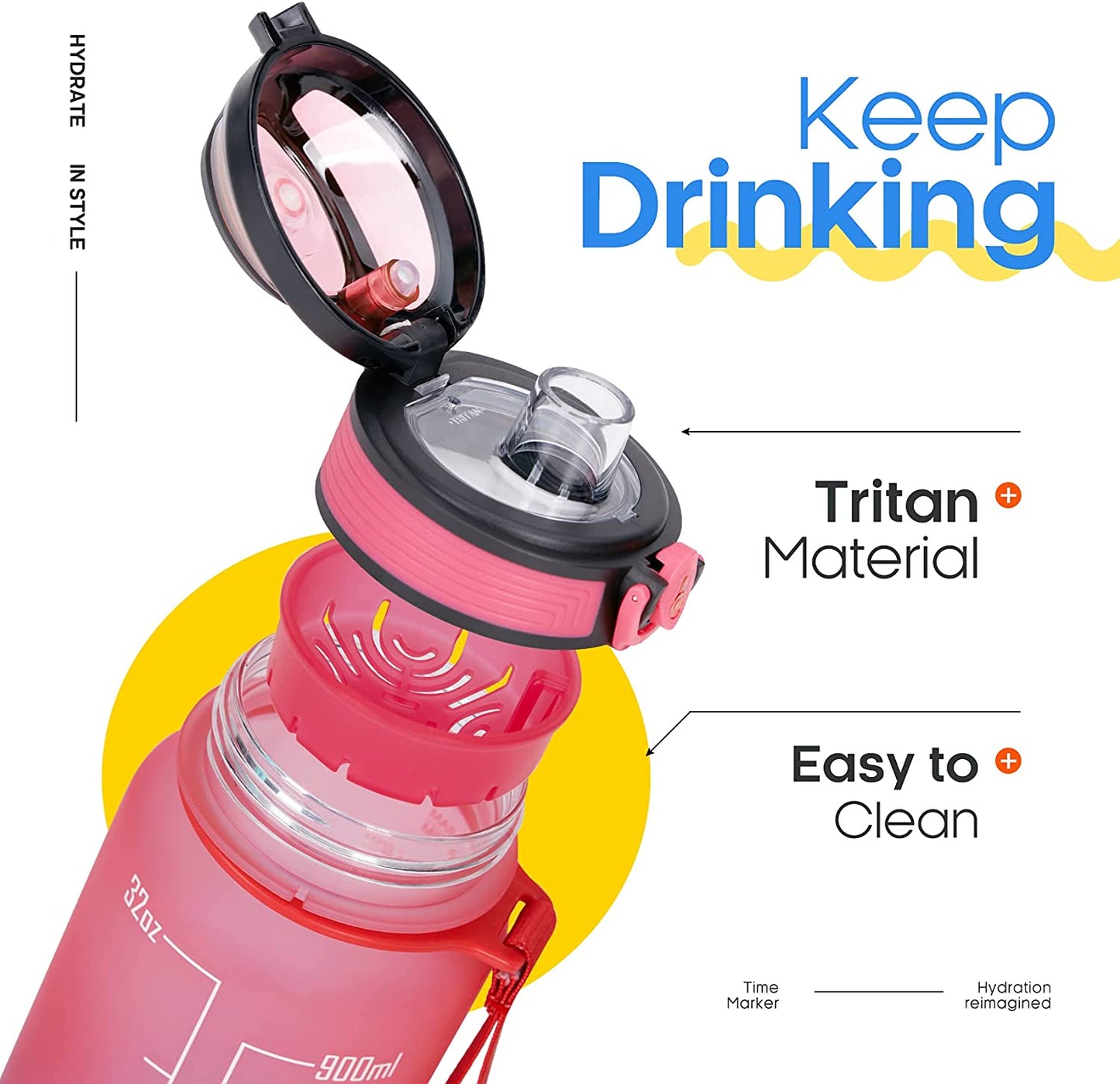 32oz Motivational Water Bottle with 9.1-Fabled Sunset