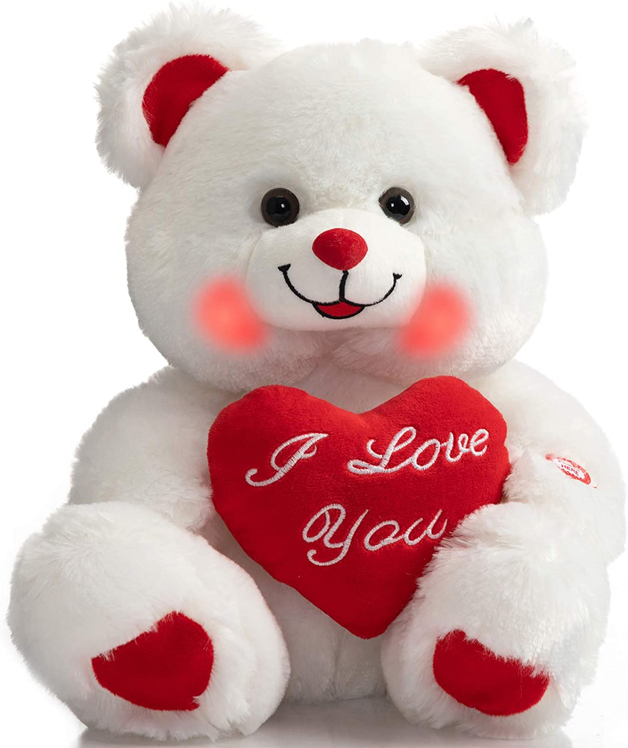 Plush Teddy Bear with Heart for Valentine's Day 13 inch White