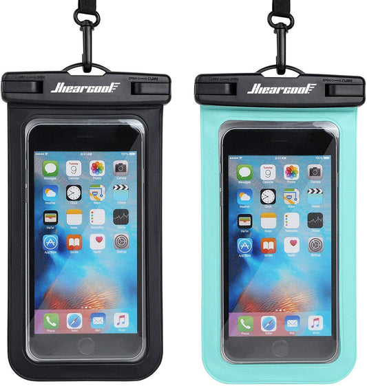 2-Pack Waterproof Phone Case, Black and Green